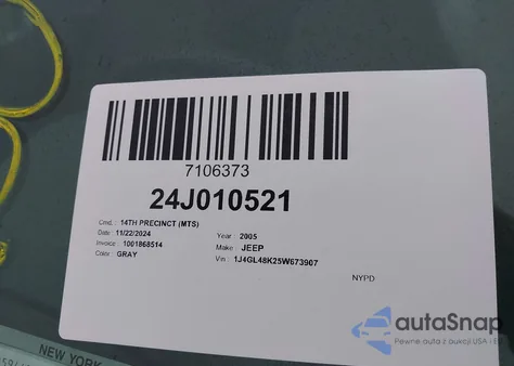 2005 Jeep Liberty Sport из США, поврежденный, VIN 1J4GL48K25W673907